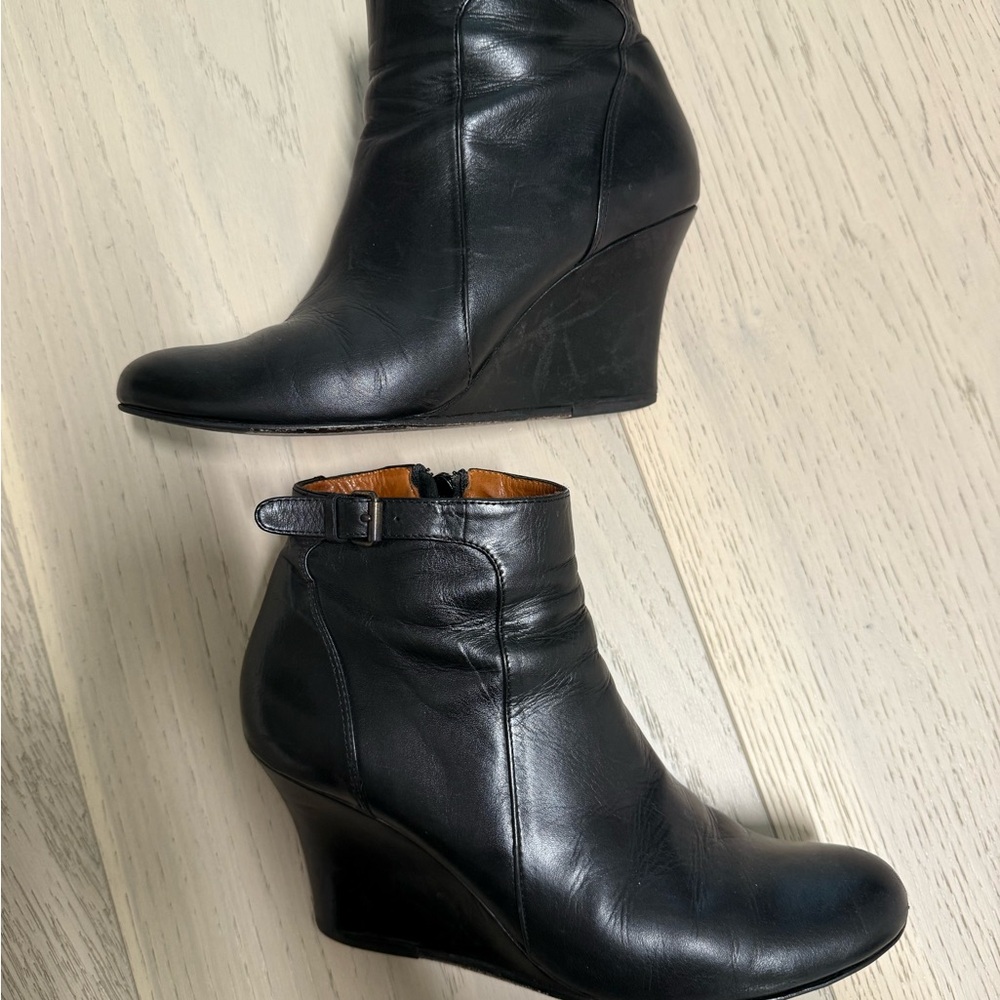 LANVIN - Women's Black Wedge Ankle Boots
